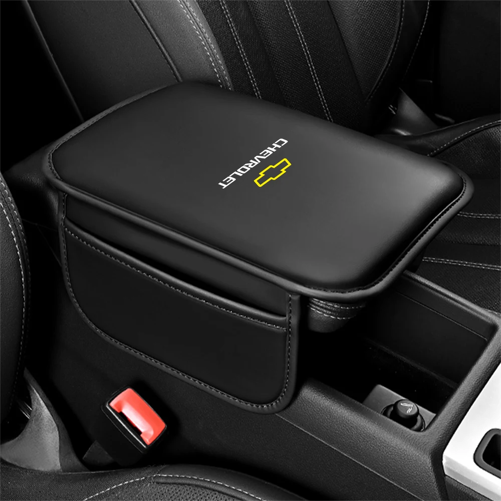 1pc PU Leather Car Armrest Cushion Center Console Storage Pocket Accessories For Chevrolet Cruze Captiva Trax Malibu Tahoe Spark