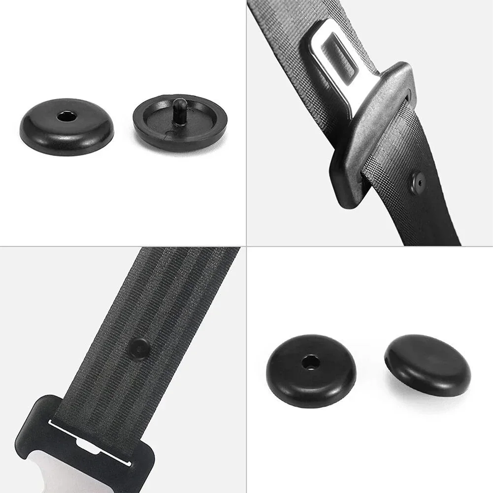 4Pairs Seat Belt Button Buckle Stop Universal Fit Stopper Kit Black Car Safety Seatbelt Stopper Buckle Anti-slip Button Retainer