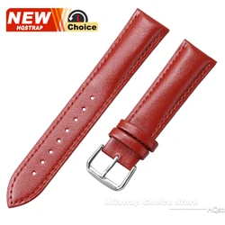 Luxurious Genuine Calfskin Leather Watchband - Soft and Stylish Accessory - 22mm (Red)
