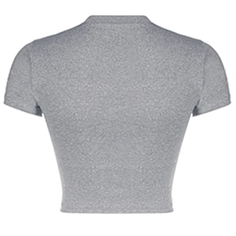 Solid O-neck Crop Top Women Casual Basic Short Sleeve Fitted T-shirt Summer Minimalist Outfits High Street Lady Tee