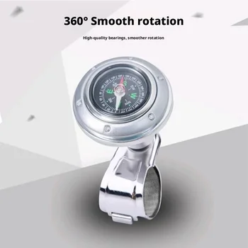 Pomello Booster per Volante Auto con Bussola, Maniglia Ausiliaria Universale per Guida Assistita, Accessori Auto per Risparmio di Fatica