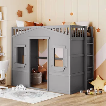 Twin Loft Bed with Playhouse 1