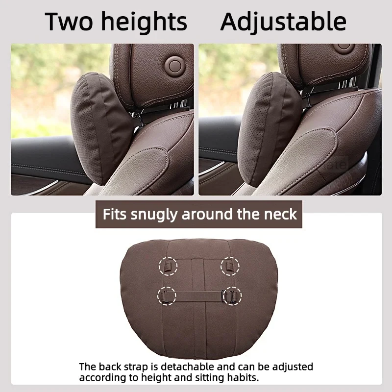 Car adjustable suede seat headrest neck pillow lumbar support suitable For BYD Atto 3 Dolphin Seal Tang F3 Dmi Song Yuan