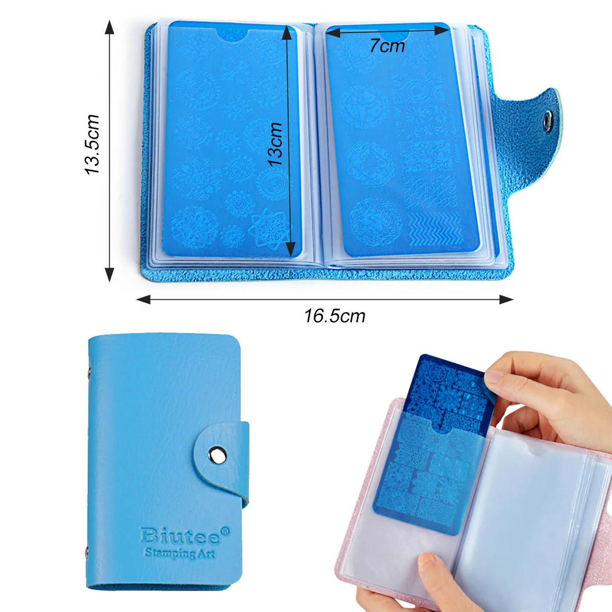 Biutee 24 Slots Nail Art Stamp Plate Stamping Plates Holder Storage Bag  Durable PU Leather Cases Stamping Template Storage 5