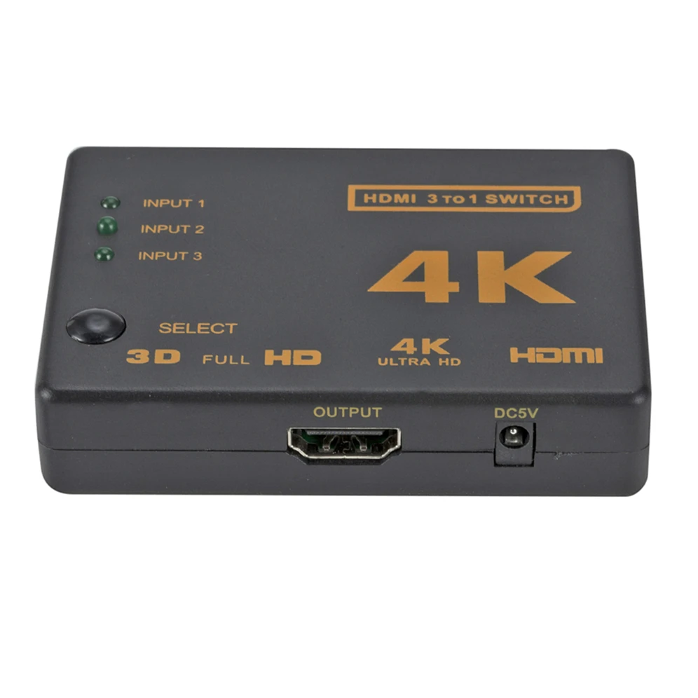 3x1 HDMI 호환 스위치 분배기, 3 입력 1 출력 4K HDMI 스위처 어댑터 Xbox DVD HDTV PC 노트북용 3 포트 HDMI 케이블 허브