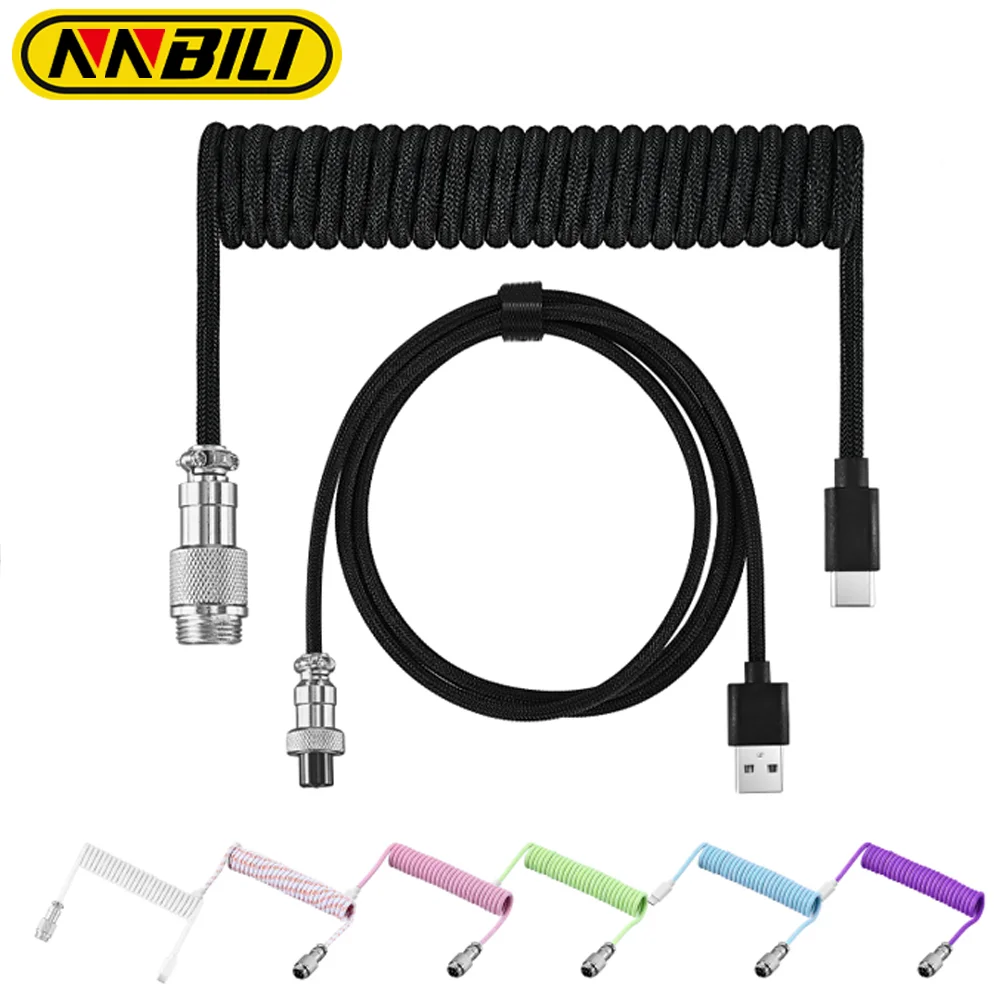 NNBILI Type C Mechanical Keyboard Coiled Cable USB Keyboard Wire Mechanical Keyboard Aviator Desktop Computer Aviation Connector