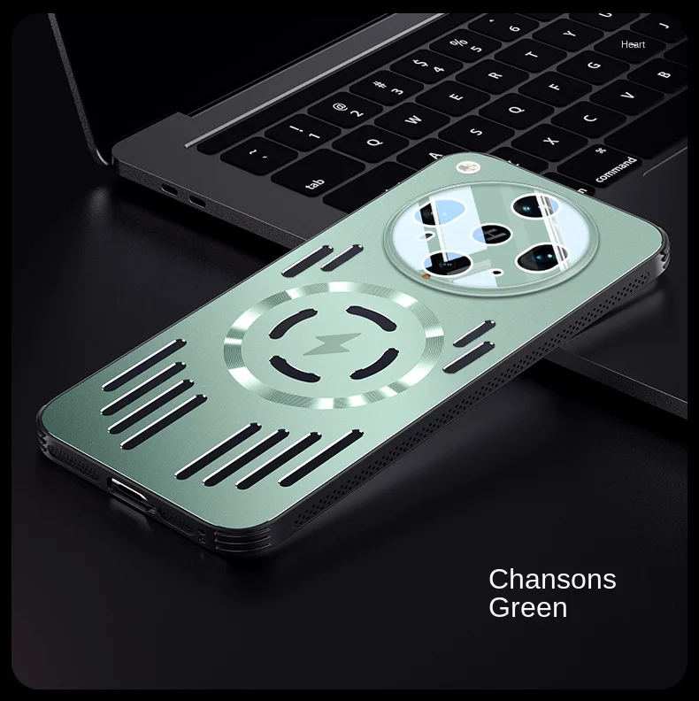 Premium Hard Metal Heat Dissipation Magnetic Wireless Charging Protective Back Cover Case