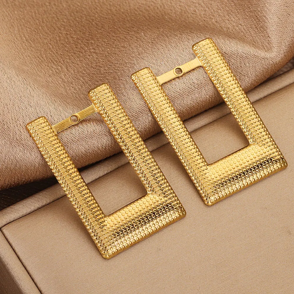 5pcs Wide 22mm Stainless Steel Gold Plated Rectangle Bezel Charms DIY Earrings Necklace Jewelry Making Accessories Wholesale