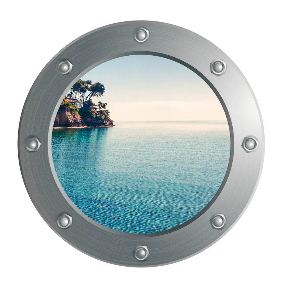 

Beach View Wall Sticker Beach Porthole 3D Wall Decal Removable Seaside Window Home Decor for Bedroom Bathroom Nursery Washer