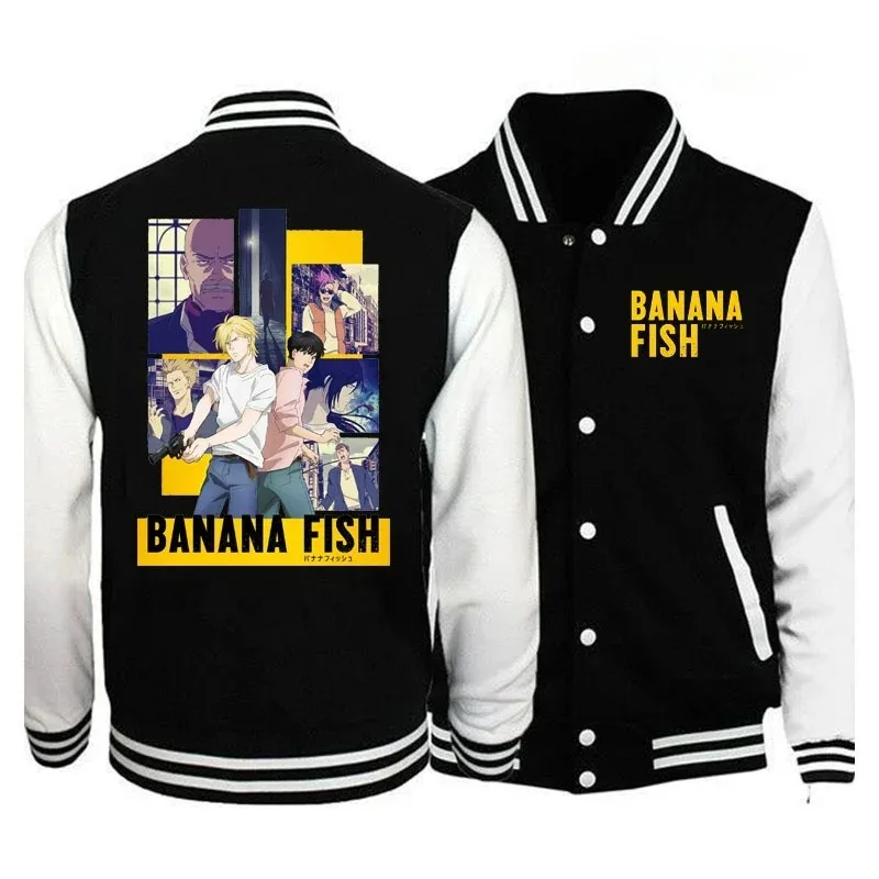 

Hot Japan Anime Banana Fish Baseball Jacket Unisex Casual Cotton Baseball Uniform Coats Hoodie Sweatshirt