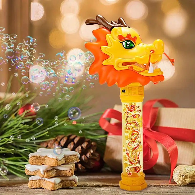 Dragon Bubble Maker Year Of The Dragon Bubble Wand Electric Bubble Machine Bubble Blowing Toys With Flashing Light Gifts For Kid