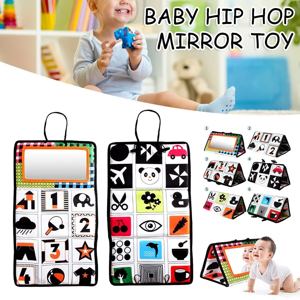 Baby Tummy Time Black and White Newborn Mirror Toys for Babies Montessori Development Crawl High Contrast Activity Sensory Toy 3