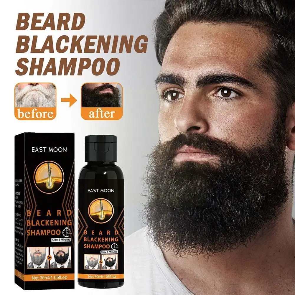 30ml Natural Ingredients Hair Beard Blackening Shampoo Cover Gray