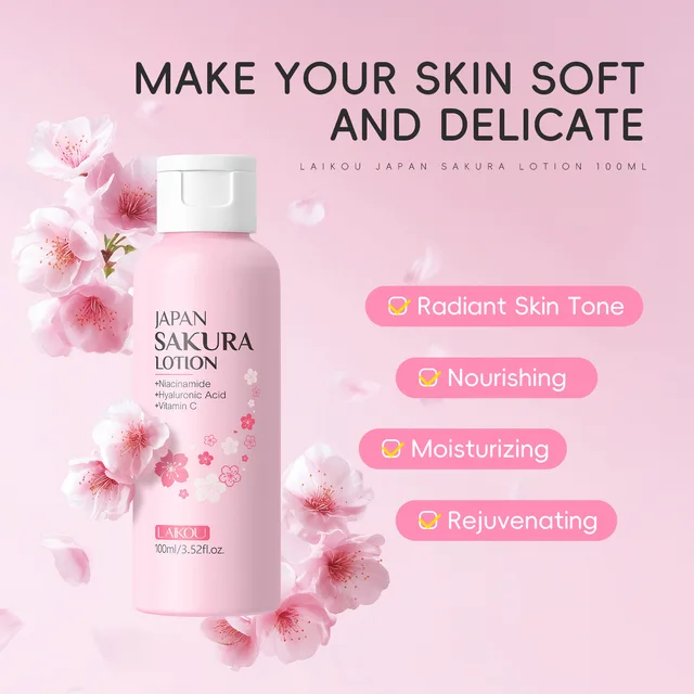 LAIKOU Sakura Face Lotion Moisturizing Essence  Shrink Pores Repairing  Improve Skin Elasticity  100ML