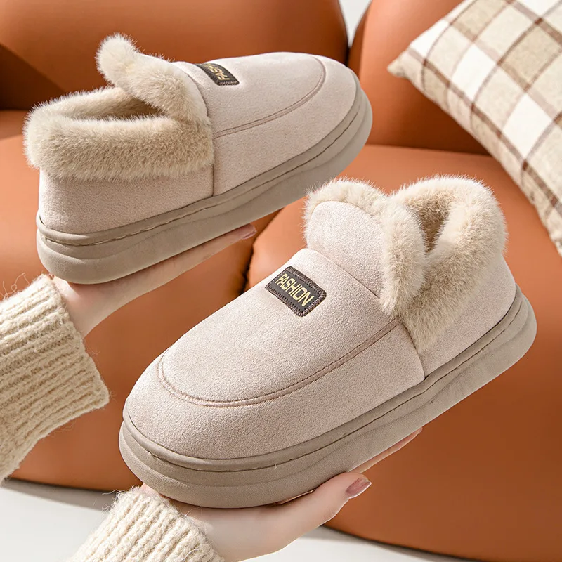 thumbnail image 2 of Pantuflas de algodón con forro de felpa para mujer, pantuflas de algodón cálidas y cómodas para interiores y exteriores, suaves y antideslizantes, 2 of 5