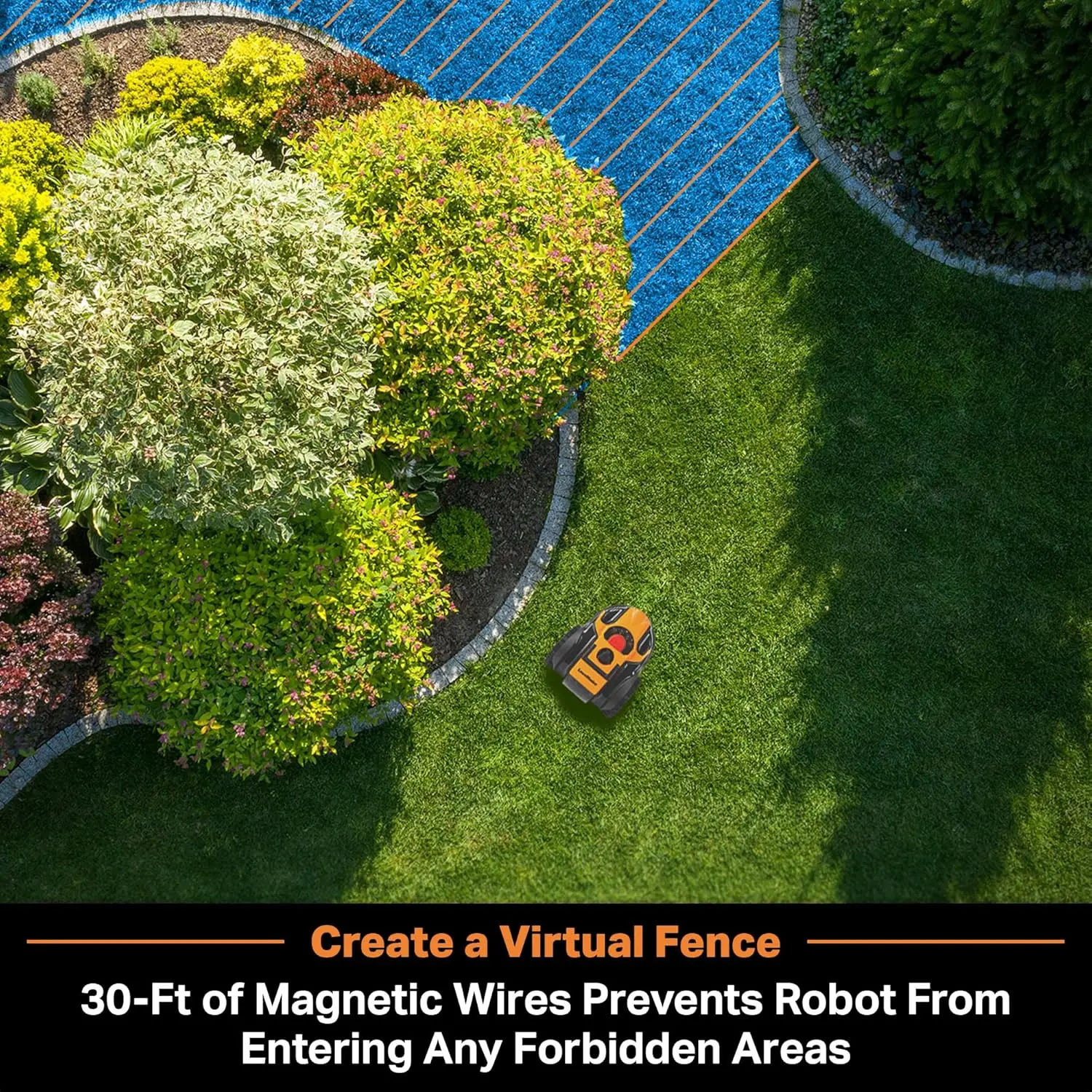 OcuMow&trade; Robot Lawn Mower Perimeter Wire Free Robotic for Small Yards up to 1000 Square feet Optical Navigation Automatic Obstacl