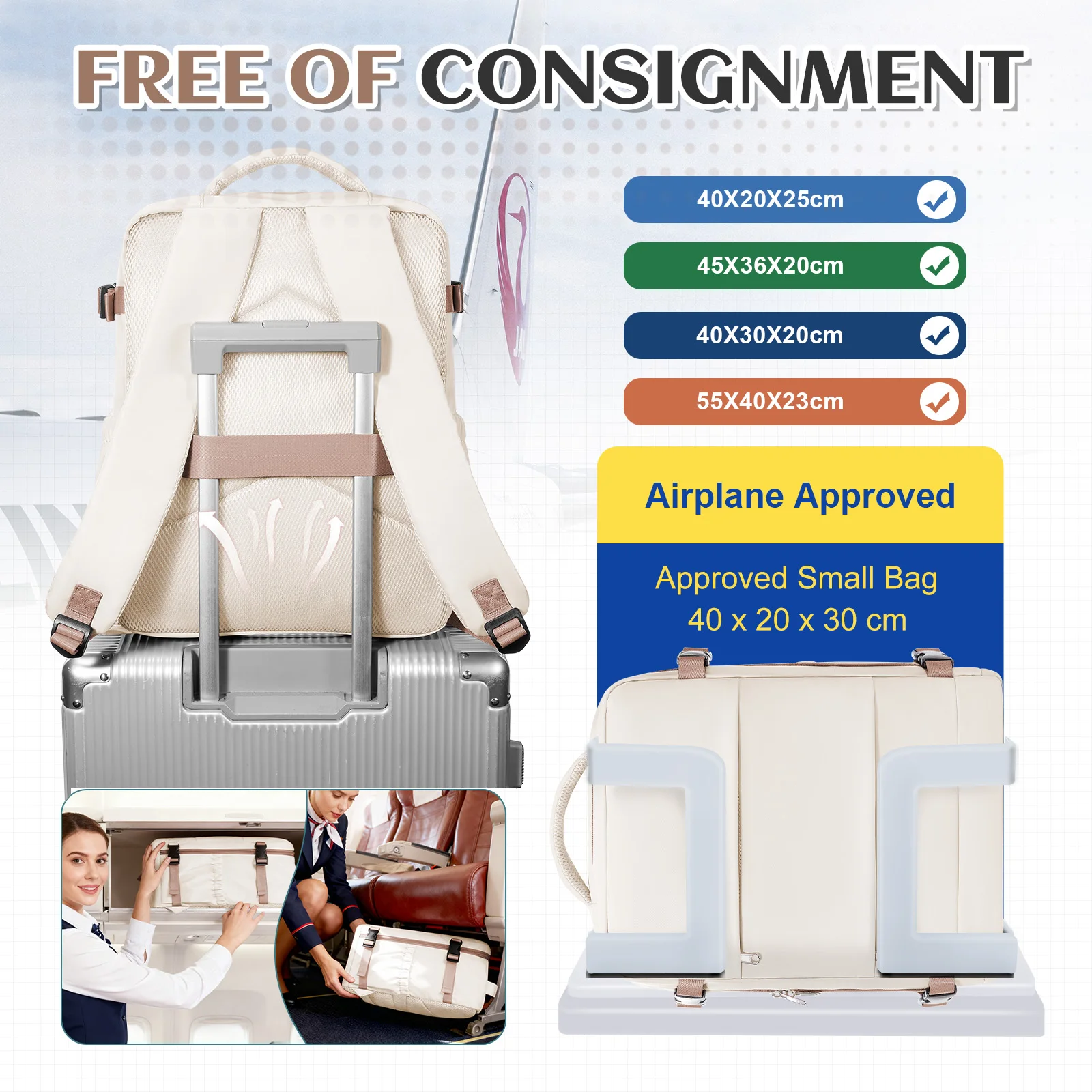 Under Seat Travel Backpack,Ryanair Wizz 40x30x20 Airplane Travel Backpack Convenient Outdoor Hiking Travel Women Laptop Backpack