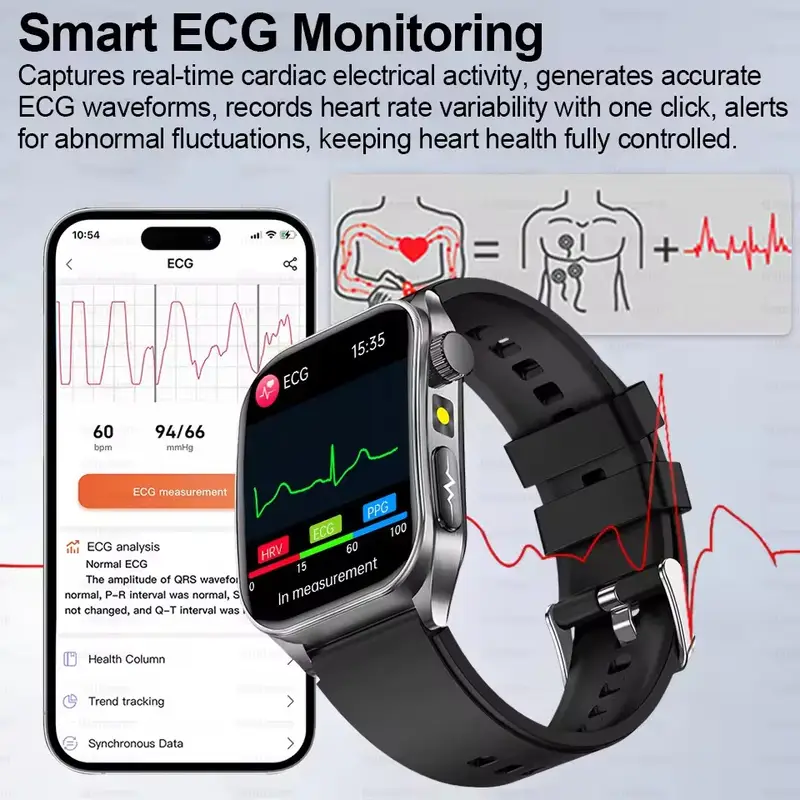 2026 New 650nm Laser Therapy Health Smartwatch Men ECG Blood Pressure Lipid Uric Acid Bluetooth Call Smart Watch For Android IOS - Image 4