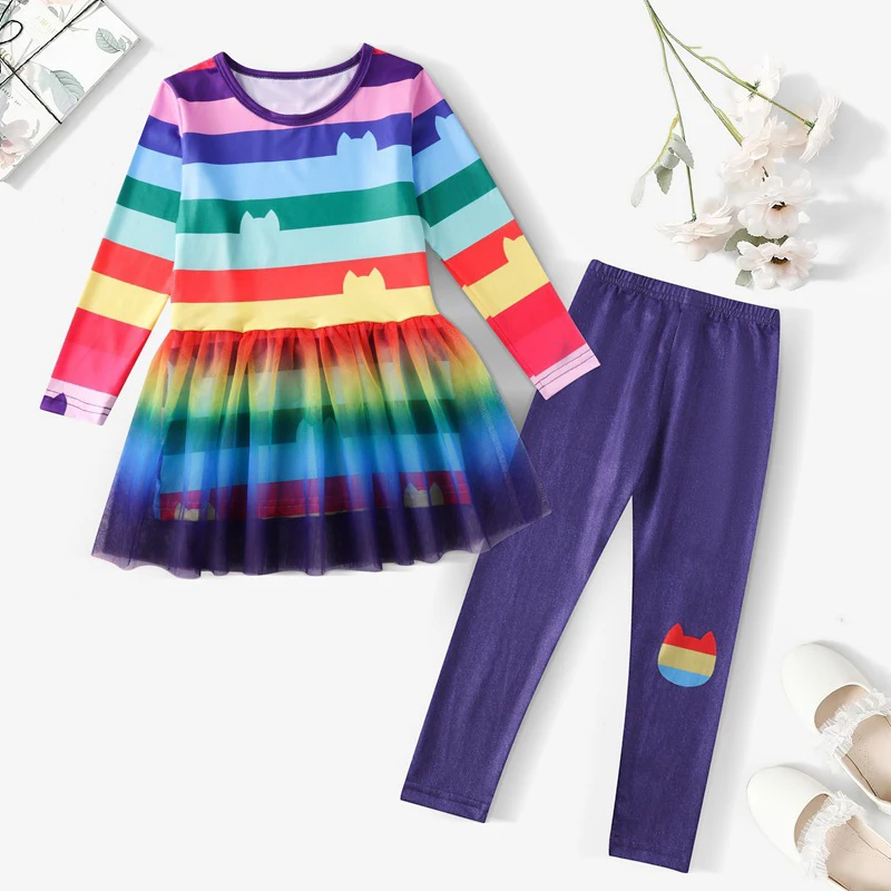 Gabby's Dollhouse Girls Dresses + Pants Sets Children Costume cosplay costume kids girls dress halloween dress outfit For Halloween Easter Cats Carnival Kids Birthday Party 3-10 year
