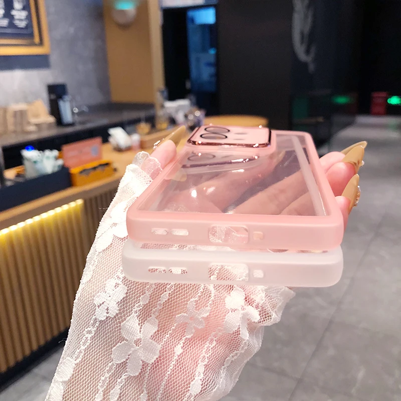 Luxury Transparent Silicone Clear Phone Case with Lens Film Protection