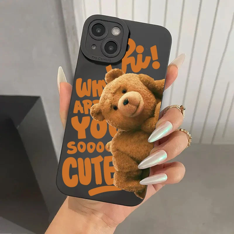 Charming Teddy Bear Couple Cartoon Soft Silicone Phone Case