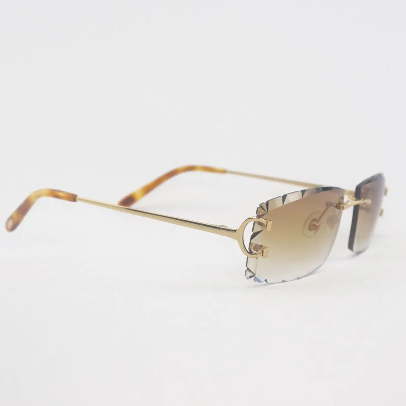 Gafas de sol sin montura con corte de diamante para hombre y mujer, lentes  transparentes con montura de Metal, Estilo Vintage, para verano - AliExpress