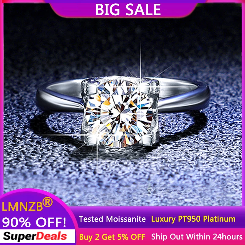 

Роскошное Платиновое кольцо PT950, бриллиантовое круглое обручальное кольцо с муассанитом и бриллиантом, обручальное кольцо для женщин, подарок, ювелирные изделия