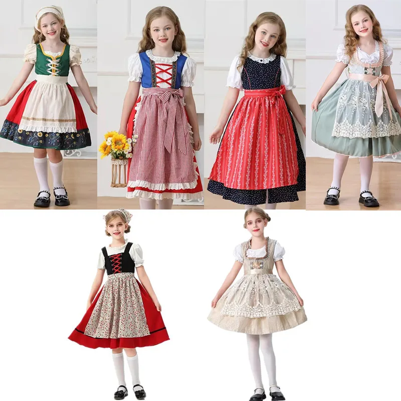 Children's Bavarian Farmhouse Style Munich Beer Festival Dress Girls Country Fashion Traditional Chinese Ethnic Stage Costume
