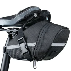 Waterproof Nylon Bike Saddle Bag - Outdoor Cycling Storage Pouch (Black)