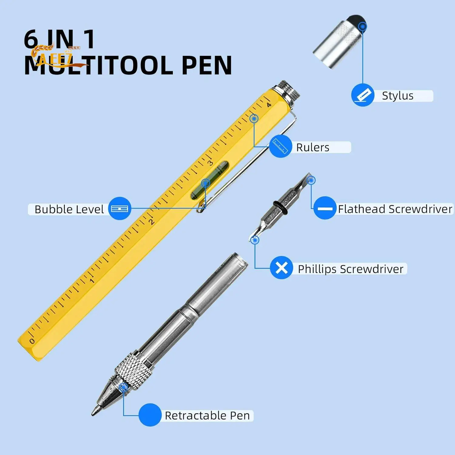 AEE7-멀티툴 펜 멋진 가제트, 스타일러스가 포함된 참신한 펜, 레벨, 자, 드라이버, 아빠 남편을 위한 생일 선물