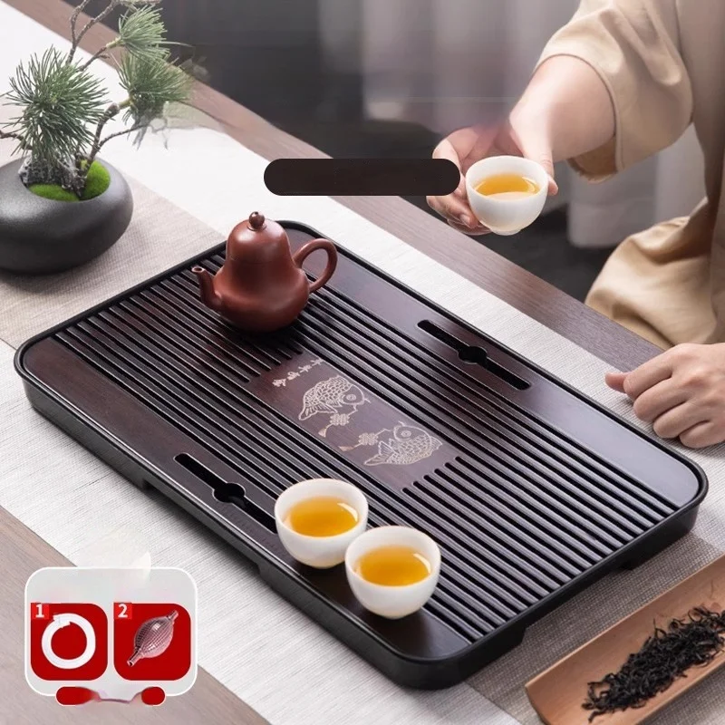 Chinese Natural Bamboo Tea Tray Water Storage Kung Fu Tea Set Rectangular Board Storage Tray Drainage Outlet tea tray,tea set