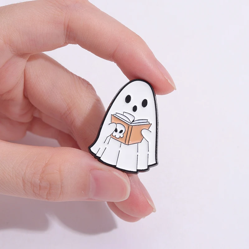 Fab-Boo-Lous Emaille Pins benutzer definierte Boo-Sheet Halloween gruselige Broschen Revers Abzeichen Cartoon niedlichen Ghost Schmuck Geschenk für Freunde – Detail 6