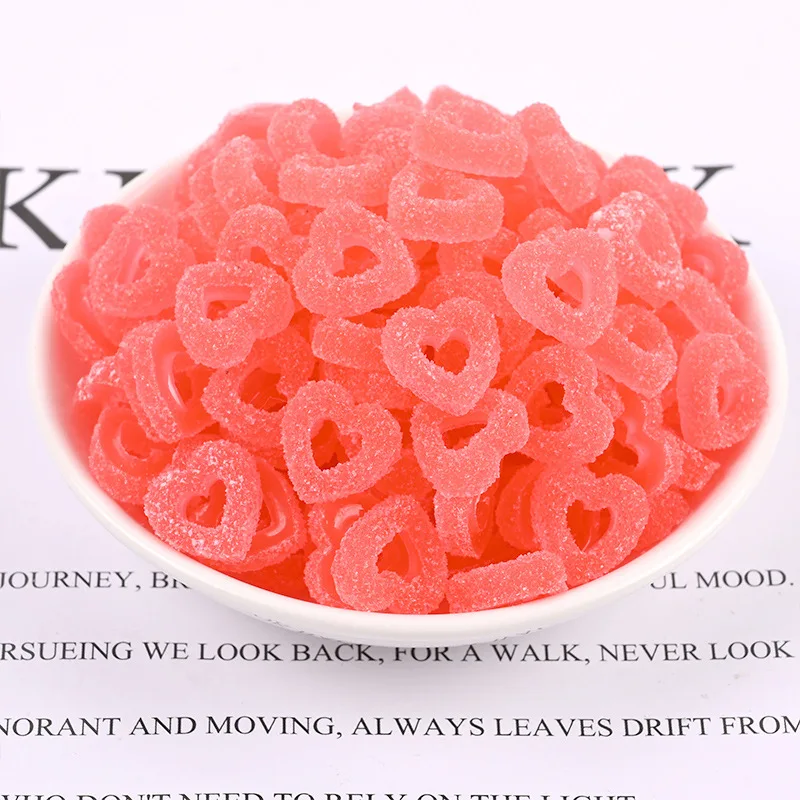 100 Stück Simulation Fudge Donuts Kawaii süße bunte künstliche Harz DIY weiche Süßigkeiten Handwerk Dekoration Zubehör Herz Süßigkeiten – Detail 19
