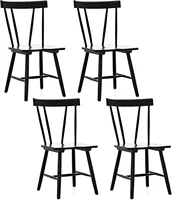 Set of 4 Windsor Chairs, Rubber Wood Dining Chairs with Spindle Back, Wide Seats, Anti-Slip Foot Pads, Max Load 330 Lbs, Armless 1