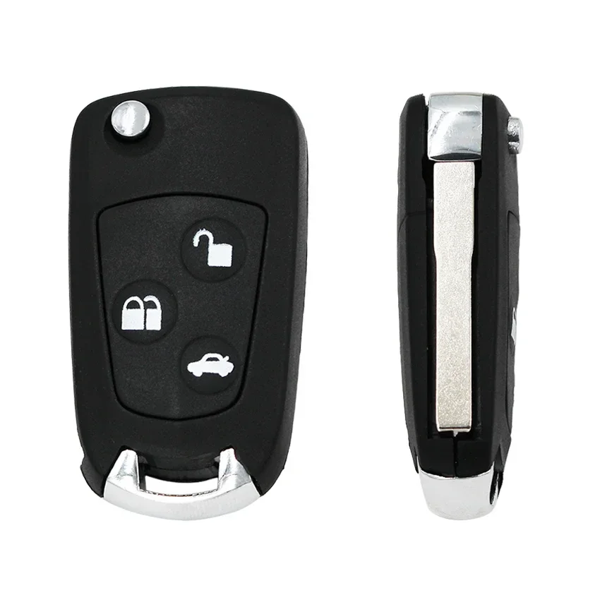 Ecusells 3 Button Car Key Housing Cover Flip Remote Key Shell Case Uncut Blank For Ford Focus Suit Festiva Fusion KA Uncut Blade