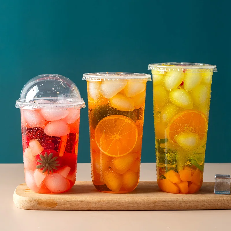 Cups 50pcs/pack 360/500/700ml Disposable Plastic Bubble Tea U-Shaped Boba Tea Cups Hard PP Materail Accept Customization birthday party supplies,plastic cups