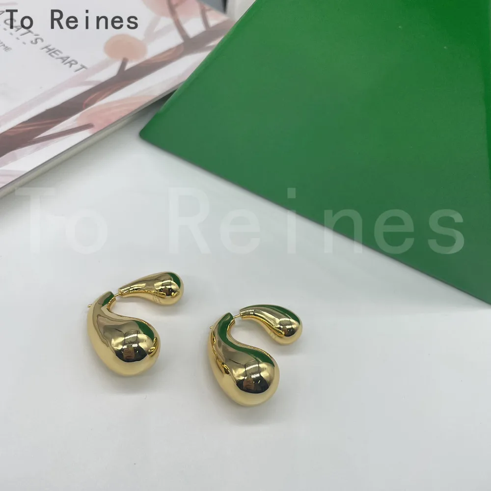 

To Reines Glossy Shiny Waterdrop Earrings Creative Design Fashion Jewelry Party Gift New Vintage Smooth Metal Earrings For Women