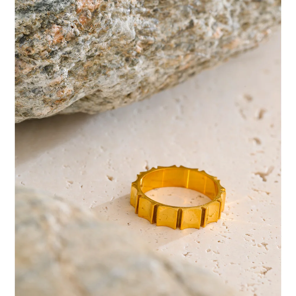 Yhpup Stainless Steel Ring 18K Gold Plated