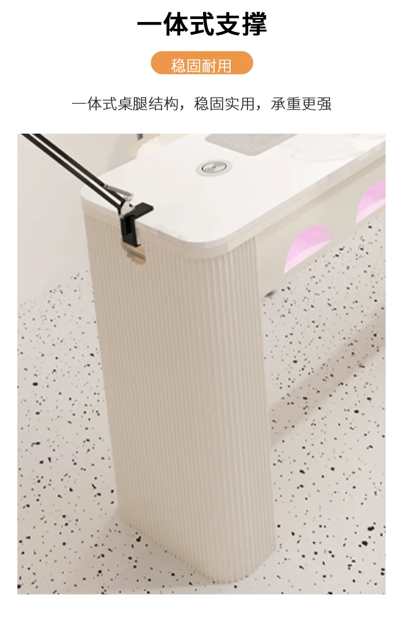 Description Picture 5 of itemProfesional Design Nail Desk Chairs White Aesthetic Nordic Nail Table Vacuum Cleaner Scrivania Per Unghie Salon Furniture