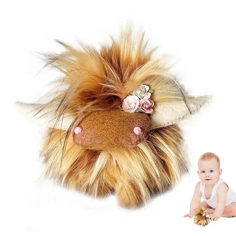 

Игрушка для мальчиков и девочек Highland, милая плюшевая корова, долговечное Мягкое Животное, пушистые игрушки для детей, домашний декор