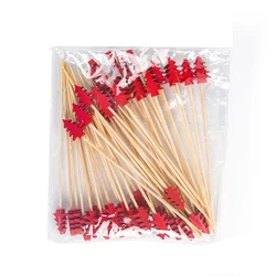 Festive Christmas Bamboo Cocktail Picks - Santa Claus, Snowflake, & Tree Designs - 50pcs Party Decor 2024 (Style B)