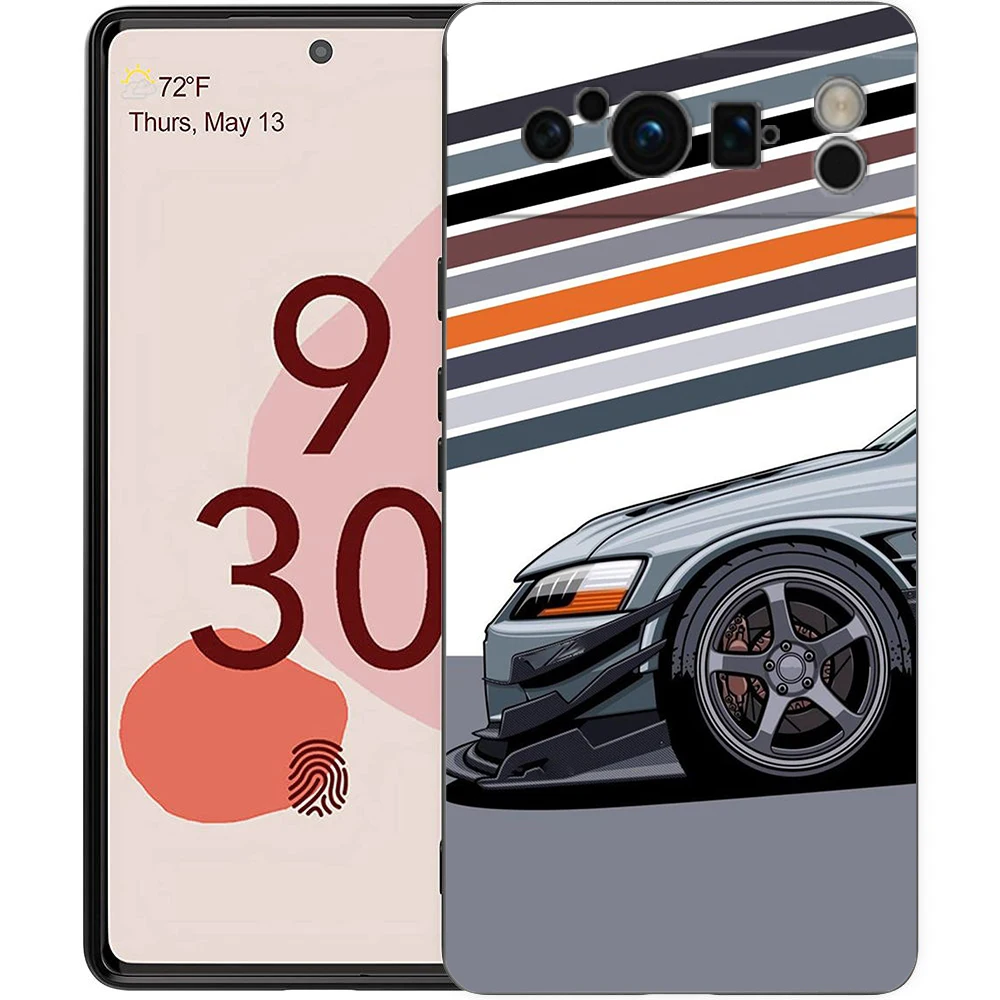 JDM Sports Cars TPU Shockproof Black Phone Case