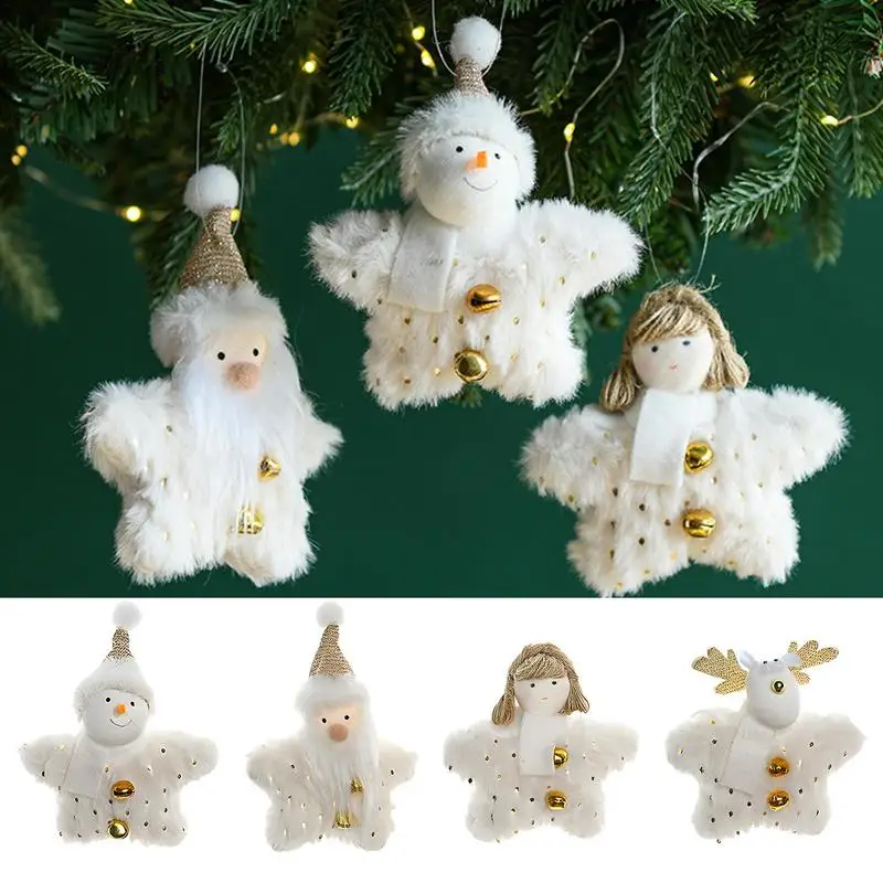 

Cute Christmas Plush Doll Ornaments White Doll Pendant Bells Table Ornaments for Home Christmas Party Xmas Tree Decorations