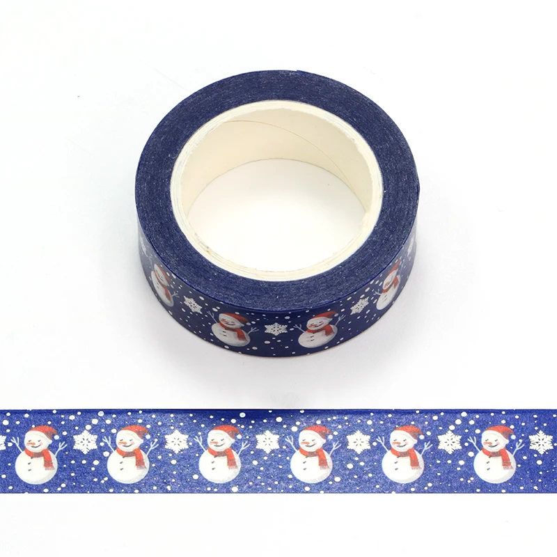 

10PCS/lot 15mm*10m Gold Foil Christmas Snowman Snows Stationery Scrapbooking Paper Adhesive Masking Tape Stationary washi tape