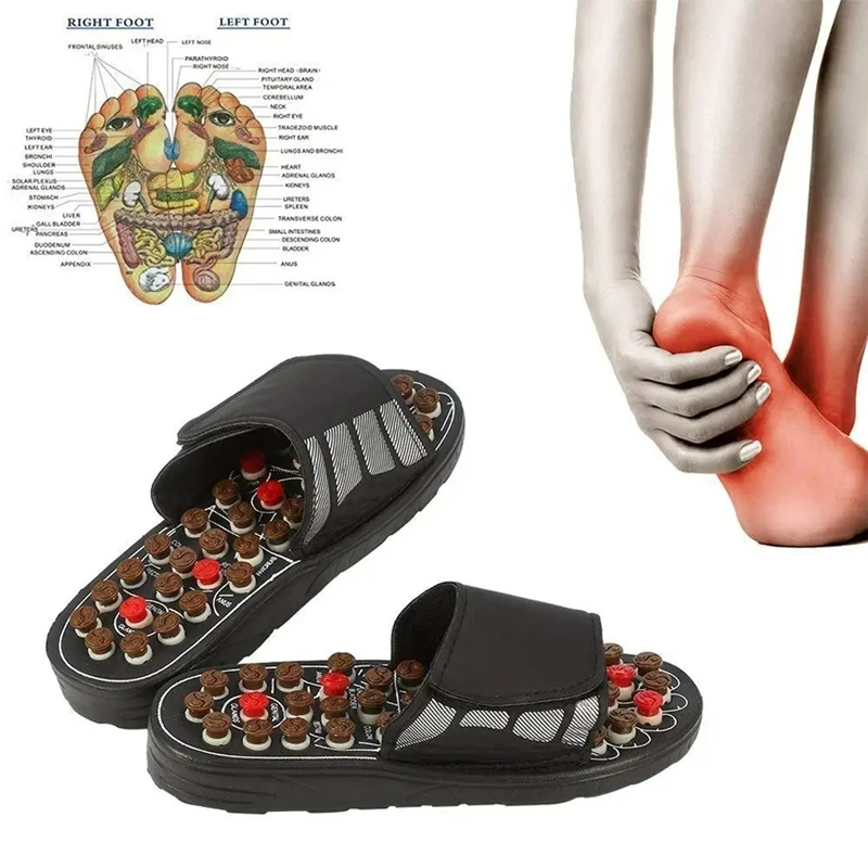 Massage Slippers Foot Reflexology Acupuncture Therapy Massager Walk Stone Shoes Acupuncture Cobblestone Massageador Sandal women slippers men slippers flying woven slippers