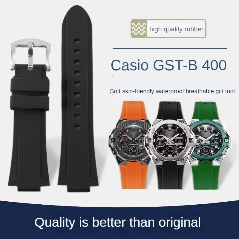 

Waterproof Rubber Strap Substitute G-SHOCK Series Steel Heart GST-B400 Model Convex Interface Silicone Watchband 26-14mm