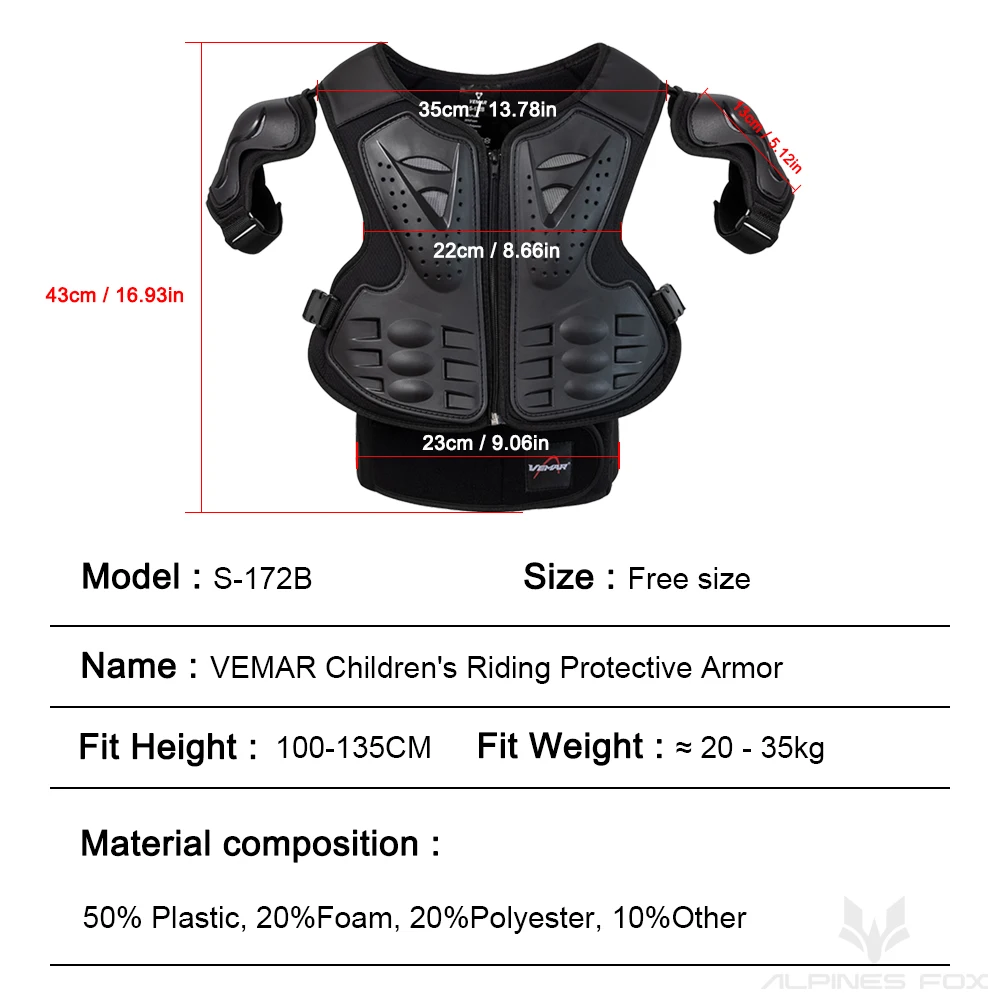 Kids Motorcycle Armor Suit Dirt Bike Chest Back Protector Motocross Children Protective Gear Skiing Skating Elbow Knee Pads
