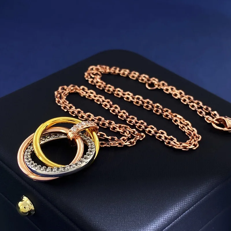 European and American fashion three color three ring earrings