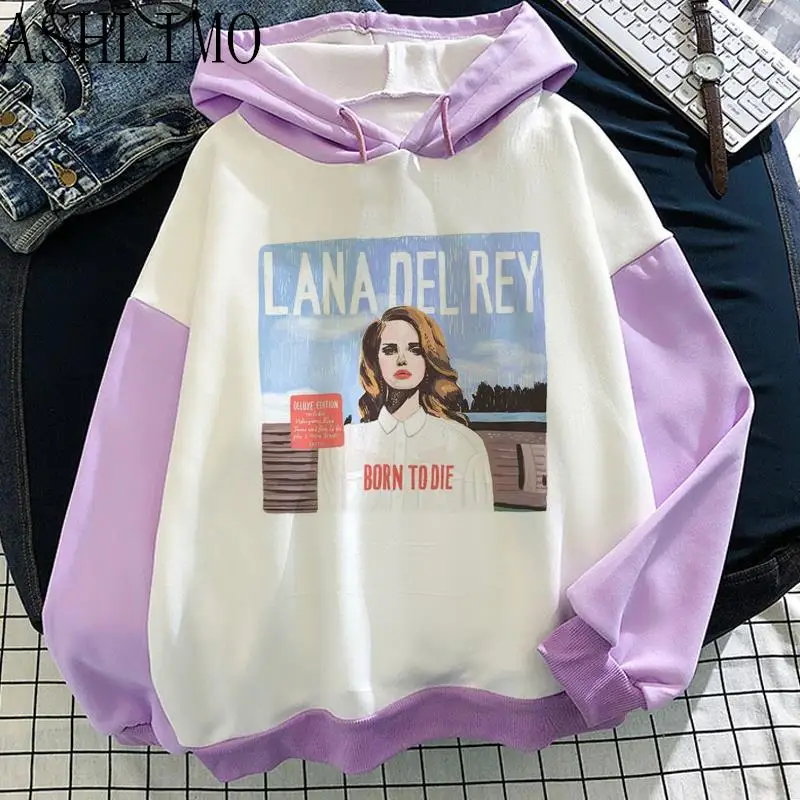 Lana Del Rey-moletom feminino preto com capuz,