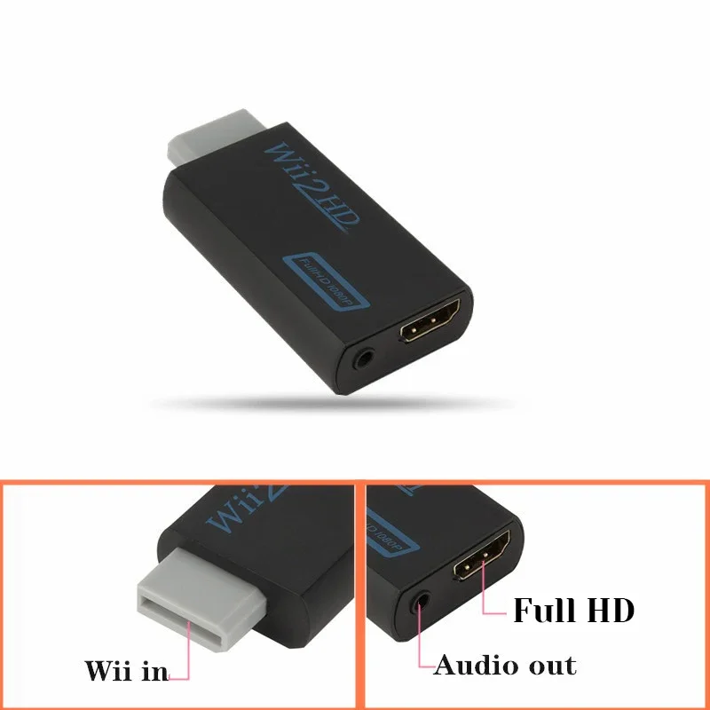 Adaptador convertidor Full HD 1080P compatible con Wii a HDMI, convertidor  de Wii2HDMI-compatible, Audio de 3,5mm para PC, pantalla de Monitor de HDTV  - AliExpress